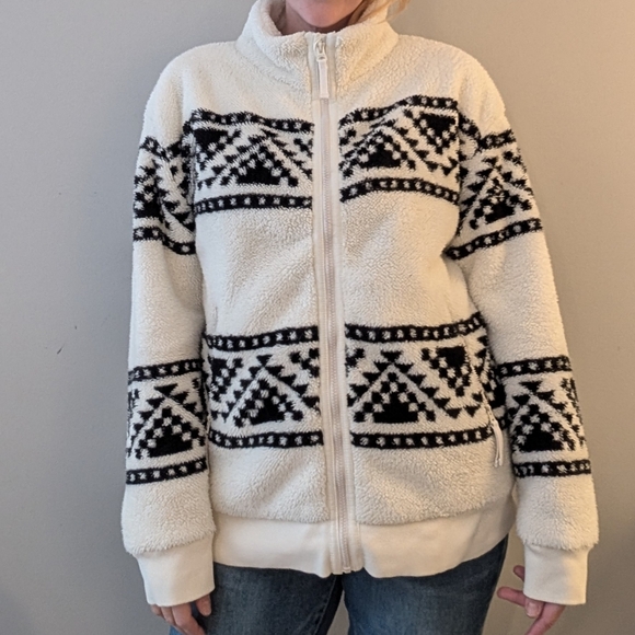 Faherty x B.Yellowtail High Pile Fleece Jacket Black Cedar Ridge Pattern, Size L - Picture 3 of 15